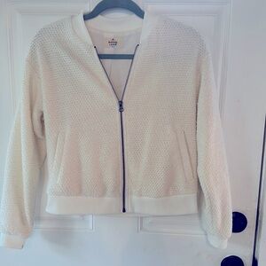 Marine Layer cropped knitted bomber jacket